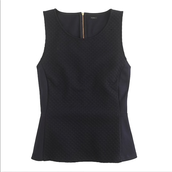 J. Crew Tops - J Crew | Textured Dot Peplum Top Black XXS